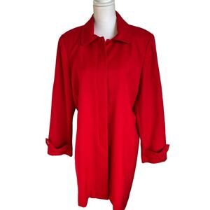 Pendleton Jacket Coat Size L Red 100% Virgin Wool Longline Classic Button Up